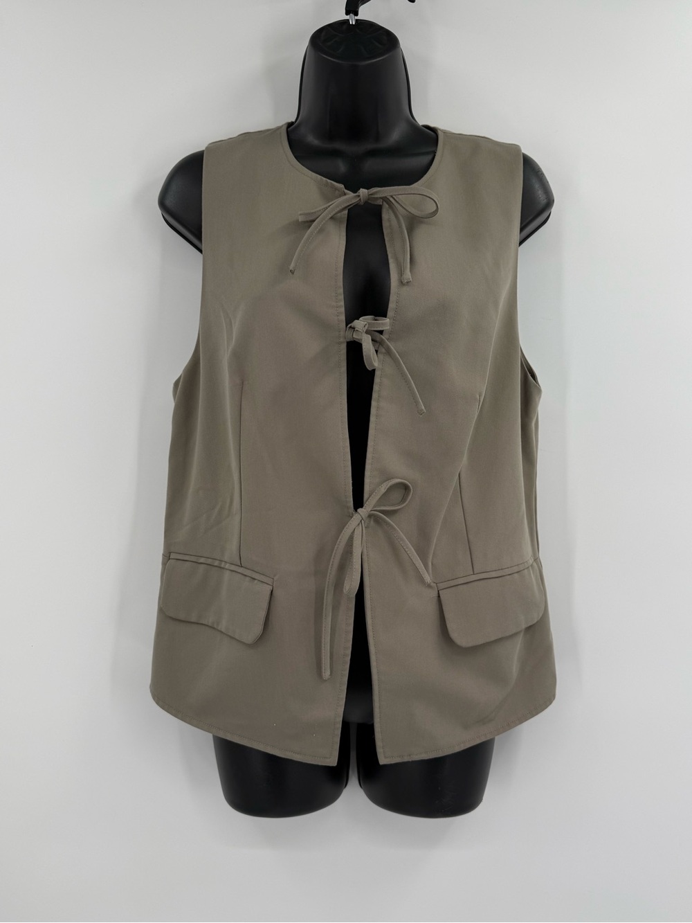 Free People Celia Tie Front Suit Vest | Greyed Olive | Small